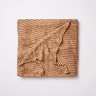 Windowpane Knit Throw Blanket with Tassels Threshold designed with Studio McGee
