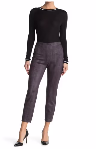 Plaid Faux Suede Pull-On Pants
