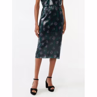 Scoop Women's Printed Sequin Midi Pencil Skirt