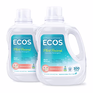 ECOS(R) Hypoallergenic Laundry Detergent, Magnolia Lily, 200 Loads, 100oz Bottle by Earth Friendly Products 100 Fl Oz (Pack of 2)