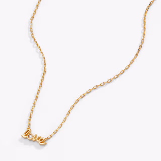 'LOVE' Script and Crystal Necklace, Adjustable