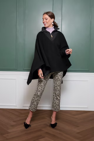 Black High-Neck Poncho