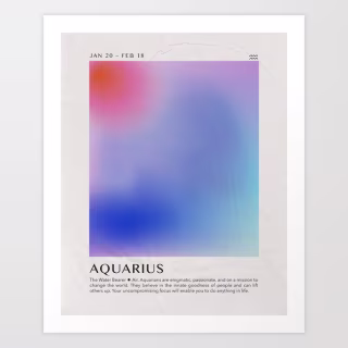 Society6 Aquarius Zodiac Aura Print