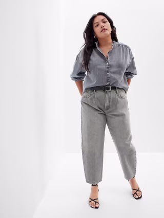 Gap High Rise Barrel Jeans with Washwell