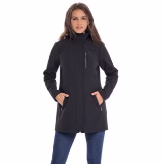 Women's Softshell Long Anorak Jacket, Waterproof and Hooded Windbreaker Raincoat S.E.B. By SEBBY