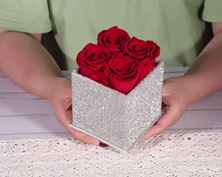 Lovenfold Preserved Roses in a Box Covered with Shiny Rhinestones , Forever Roses that Last a Year, Fresh Flowers for Delivery Prime Birthday Gifts for Women flowers for valentines day ( Red Roses)