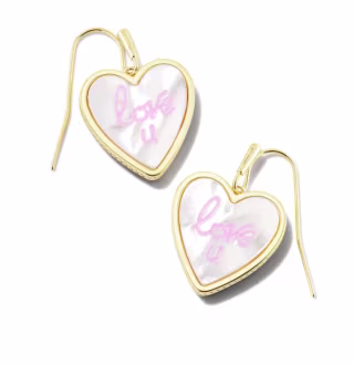 Love U Gold Drop Earrings in Ivory Mother-of-Pearl