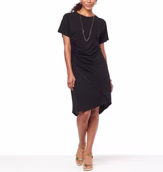 Hi-Low Hem Wrap Front T-Shirt Dress
