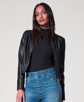 Leather-Like Moto Jacket