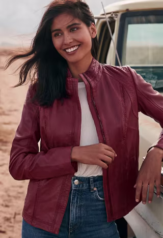 Azura Washed Lambskin Leather Jacket