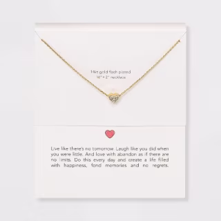 Silver Plated Gold Dipped Micro Pave Heart Cubic Zirconia Pendant Necklace