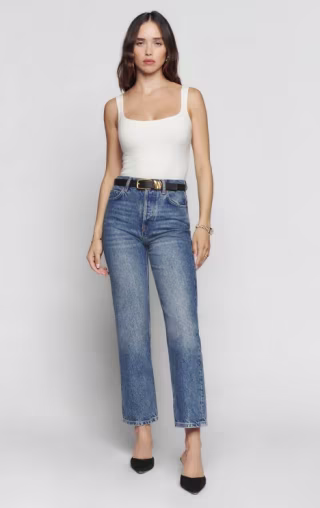 High Rise Straight Cropped Jeans