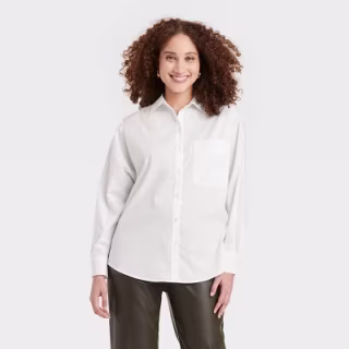 Women's Long Sleeve Oversized Button-Down Boyfriend Shirt