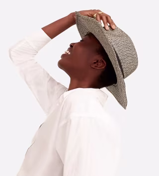 Wide-Brim Packable Straw Hat