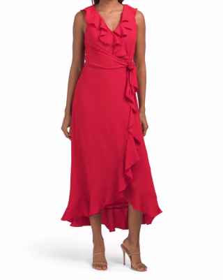 Ruffle Wrap Midi Dress