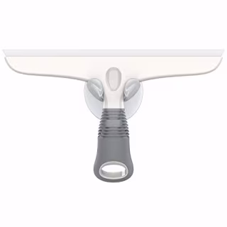 MR.SIGA Multi-Purpose Silicon Squeegee for Window, Glass, Shower Door, Car Windshield, Heavy Duty Window Scrubber, Includes Suction Hook, 10 inch, White & Grey, 1 Pack