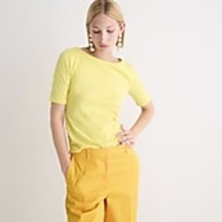 Organic slub cotton elbow-sleeve T-shirt