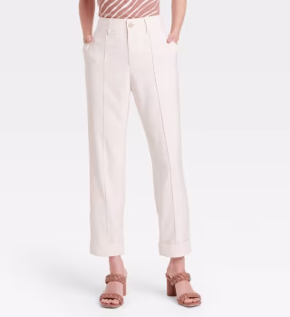 High-Rise Slim Fit Effortless Pintuck Ankle Pants