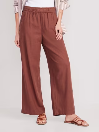 High-Waisted Linen-Blend Wide-Leg Pants for Women