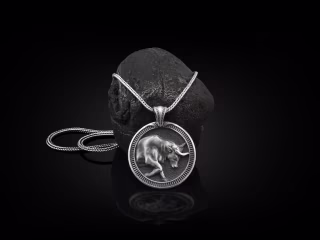 Taurus Handmade Sterling Silver Men Charm Necklace, Taurus Zodiac Sign Jewelry, Astrology Pendant, Taurus Birthday Gift, Horoscope Necklace