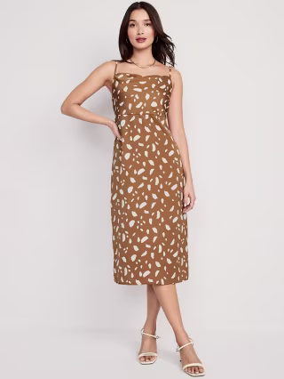 Old Navy Printed Satin Midi Slip Dress