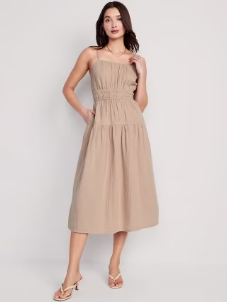 Old Navy Smocked Tiered Midi Cami Dress