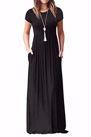 Auselily Short Sleeve Maxi Dresses