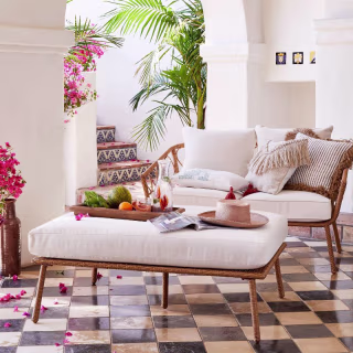 Britanna Oversized Patio Ottoman - Linen
