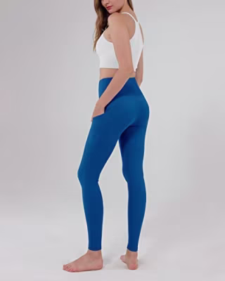 ODODOS Women's High Waisted Yoga Leggings with Pocket, Workout Sports Running Athletic Leggings with Pocket, Full-Length, Black,X-Large