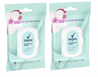 Degree Stay Fresh On-The-Go Deodorant Wipes (Pack of 2)