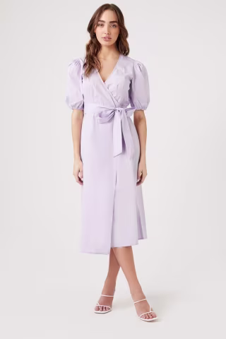 Poplin Wrap Midi Dress