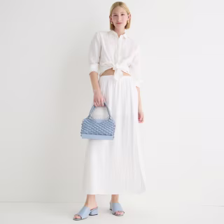 Side-slit soft gauze maxi skirt