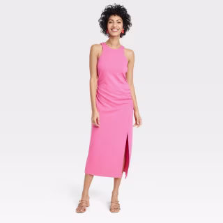 Women's Sleeveless Ruched Ponte Dress - A New Day