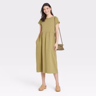 Women's Short Sleeve Babydoll T-Shirt Dress - Universal Thread