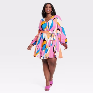 Women's Balloon Long Sleeve Woven Dress - Ava & Viv