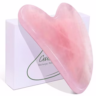 BAIMEI Gua Sha Facial Tool for Self Care, Massage Tool for Face and Body Treatment, Made of Rose Quartz, Relieve Tensions and Reduce Puffiness