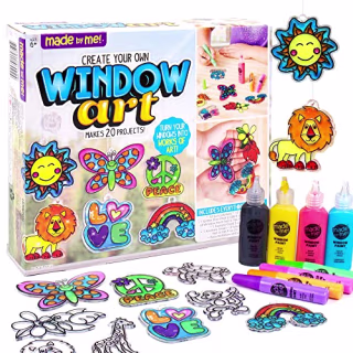 Made By Me Create Your Own Window Art, Paint Your Own DIY Suncatchers, Fun Staycation Activity or Birthday Party Idea, Arts and Craft Kits for Kids Ages 6, 7, 8, 9