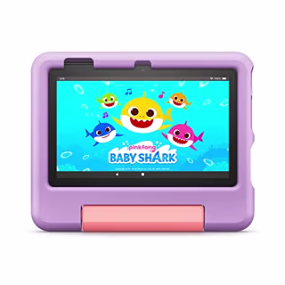Amazon Fire 7 Kids tablet, ages 3-7. Top-selling 7" kids tablet on Amazon - 2022. Set time limits, age filters, educational goals, and more with parental controls, 16 GB, Purple
