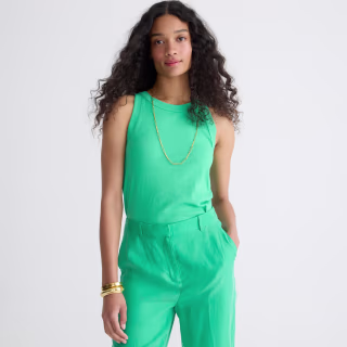 High-neck tank in organic slub cotton