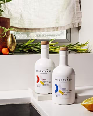 Brightland The Duo Extra Virgin Olive Oils - Cold-Pressed Made with Early-Harvest Arbequina and Arbosana Olives, 12.7 fl. oz. Bottles (Pack of 2)