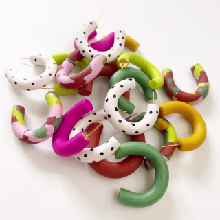 Mini hoops collection- handmade polymer clay hoop earrings for everyday wear, bold statement earrings, minimalistic fashion gifts jewelry
