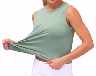 Dragon Fit Women Sleeveless Yoga Tops Workout Cool T-Shirt Running Short Tank Crop Tops (Light Green, Small)