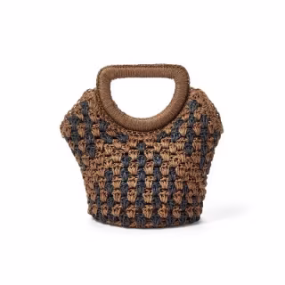 Small Crochet Tote Bag Brown