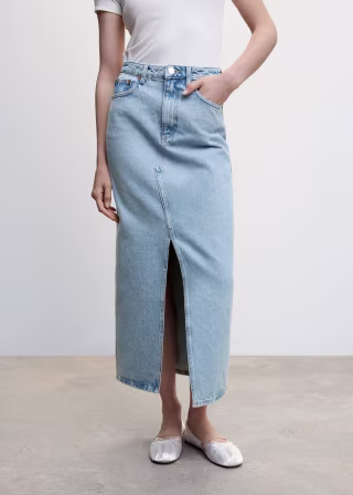 Mango Slit Denim Skirt