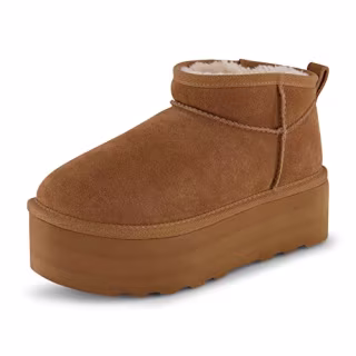 CUSHIONAIRE Women's Hippy Genuine Suede pull on platform boot +Memory Foam, Chestnut 9.5 W