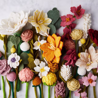 Handmade Felt Flowers & Stems