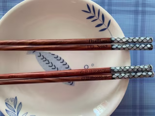 Engraved Chopsticks Seashell + Mother Pearl tip w pouch, Japanese chopsticks, Personalized chopsticks, personalized gifts, food kit