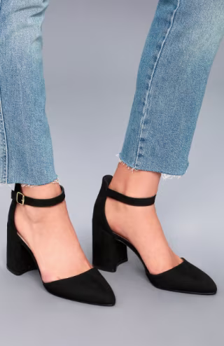 Ellarose Grey Suede Ankle Strap Heels