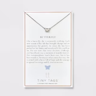 Tiny Tags Platinum Ion Plated Butterfly Chain Necklace
