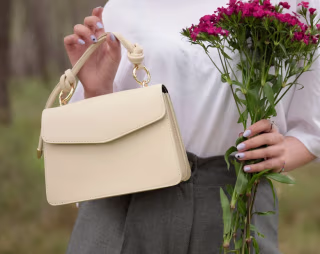 Ivory Cream Leather Envelope Bag